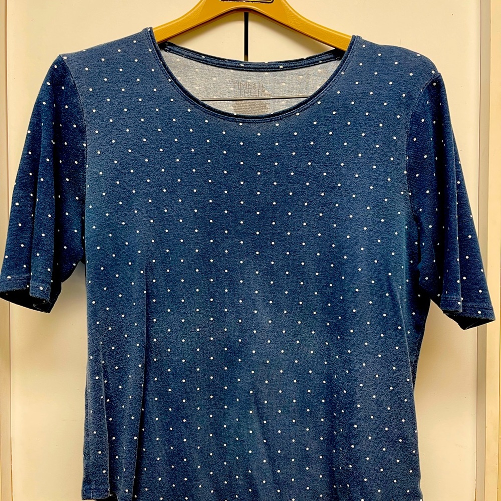 Navy Blue Polka Dot Pullover Top 12-14